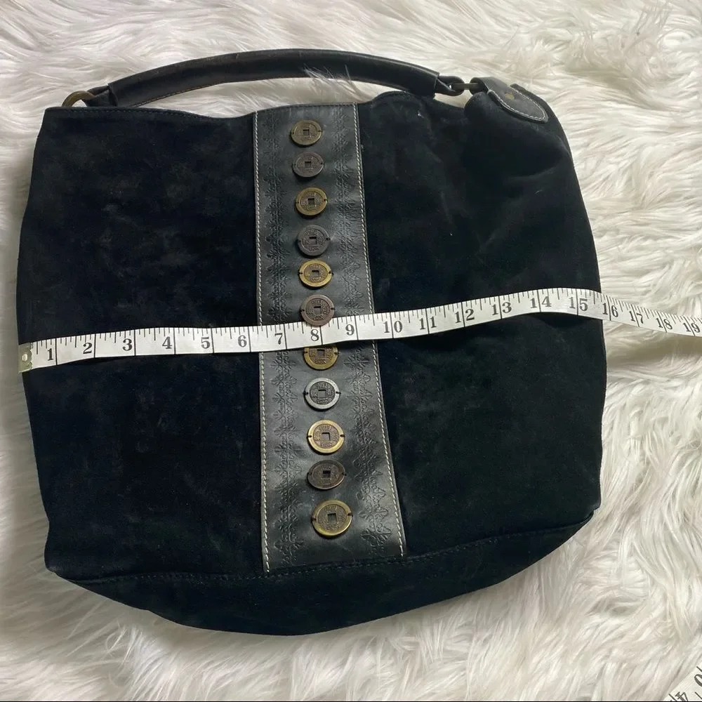 CHICO’S boho black suede leather hobo bag